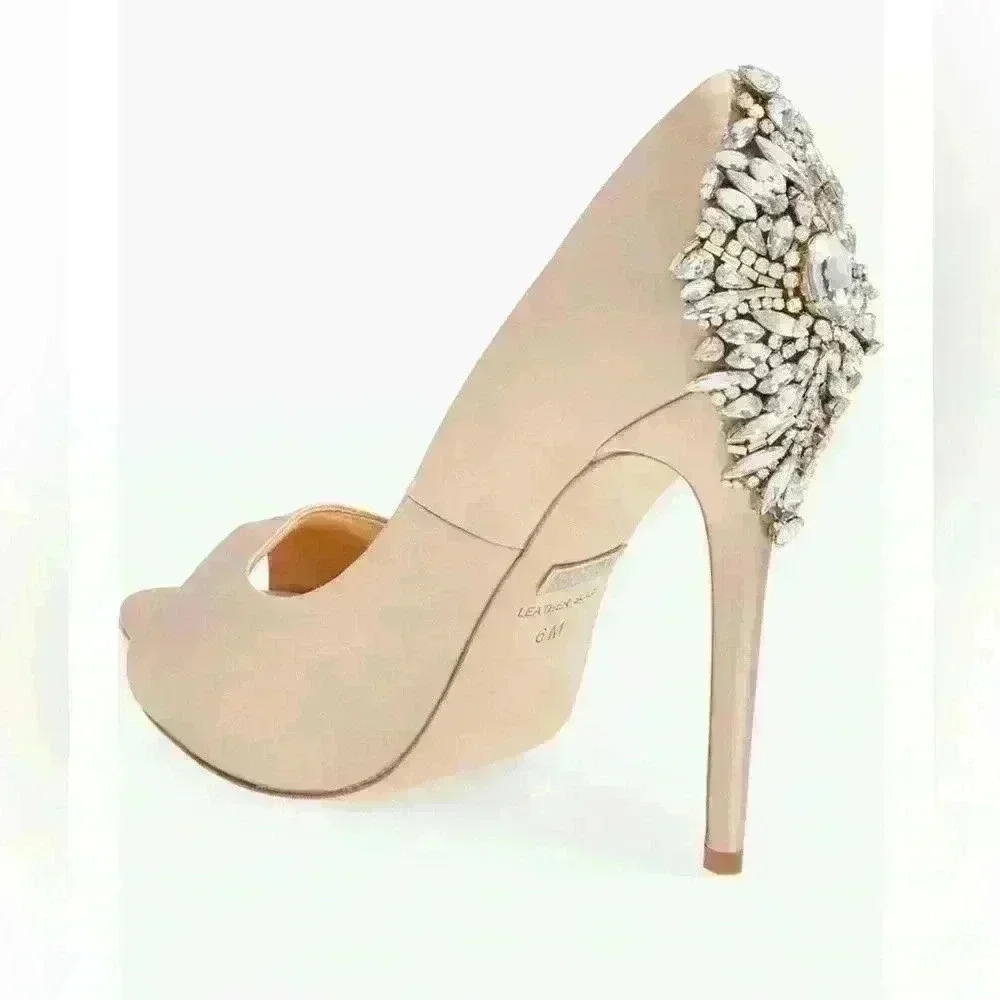 Badgley Mischka Kiara Crystal Heel Rose Gold Platform Pumps Size 5.5 - Picture 2 of 9